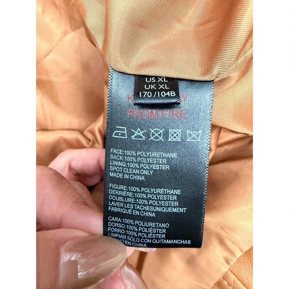Urban Outfitters Brown Faux Leather Long Coat Women XL Button Front Y2K